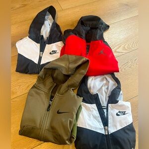 4 Nike size 4T zip up jackets